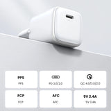GaN USB C 30W PD Ugreen Nexode Mini hurtigoplader - hvid