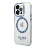 Guess GUHMP14XHTRMB iPhone 14 Pro Max 6.7" blå/blå hårdkasse Metal Outline Magsafe