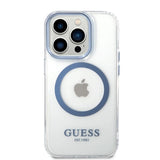Guess GUHMP14XHTRMB iPhone 14 Pro Max 6.7" blå/blå hårdkasse Metal Outline Magsafe