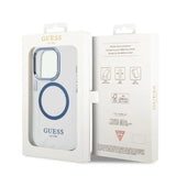 Guess GUHMP14XHTRMB iPhone 14 Pro Max 6.7" blå/blå hårdkasse Metal Outline Magsafe
