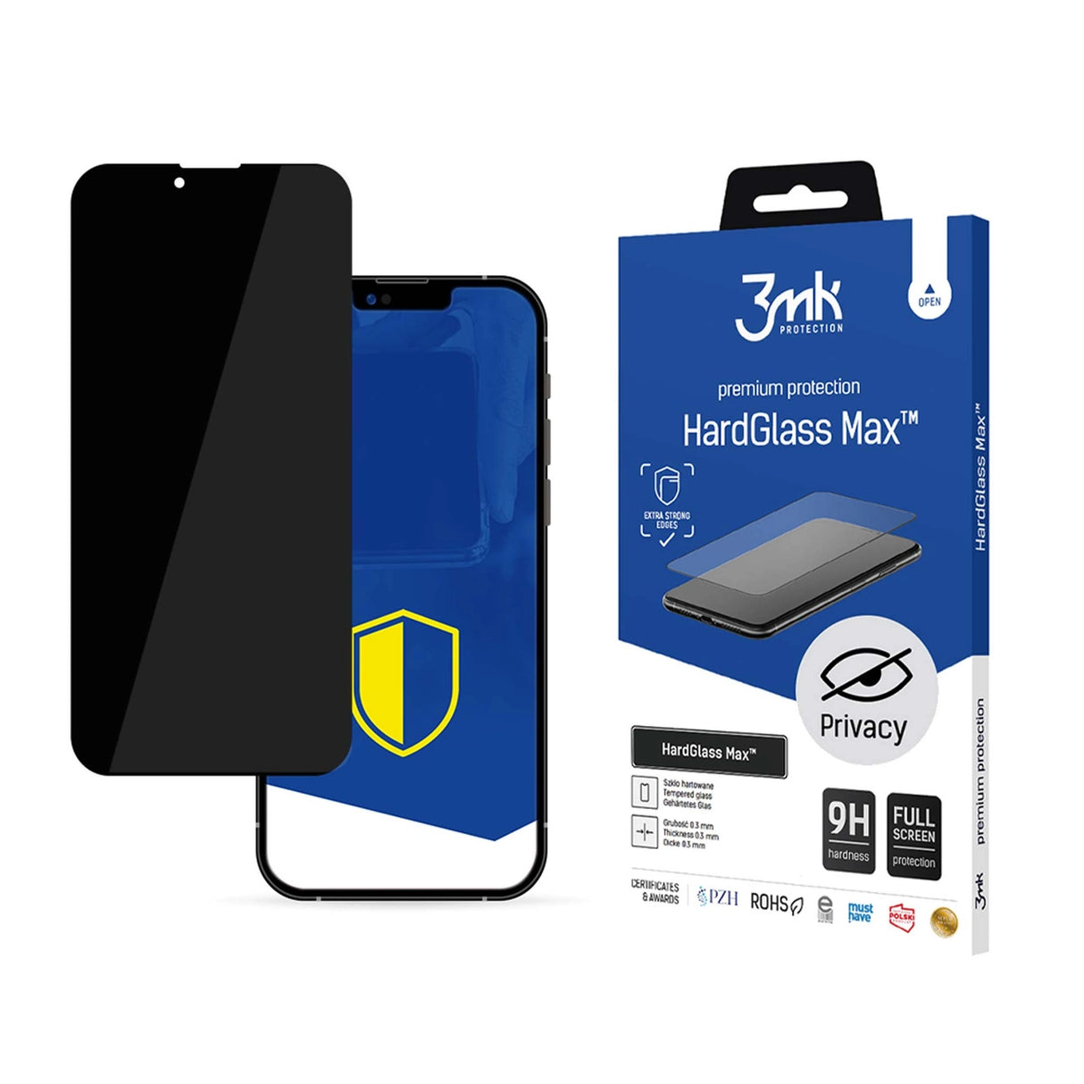 Hærdet glas til iPhone 14 Plus / 13 Pro Max 9H Privacy Anti Spy Series 3mk HardGlass Max Privacy