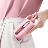 Joyroom mini powerbank 10000mAh Colorful Series 22.5W med 2 indbyggede USB C og Lightning kabler pink (JR-L012)