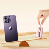 Joyroom mini powerbank 10000mAh Colorful Series 22.5W med 2 indbyggede USB C og Lightning kabler pink (JR-L012)