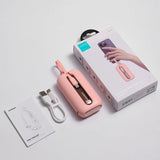 Joyroom mini powerbank 10000mAh Colorful Series 22.5W med 2 indbyggede USB C og Lightning kabler pink (JR-L012)