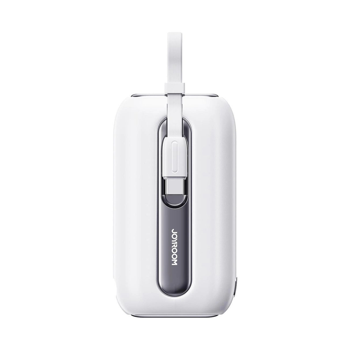 Joyroom mini powerbank 10000mAh Colorful Series 22.5W med 2 indbyggede USB C og Lightning kabler hvid (JR-L012)
