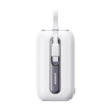 Joyroom mini powerbank 10000mAh Colorful Series 22.5W med 2 indbyggede USB C og Lightning kabler hvid (JR-L012)