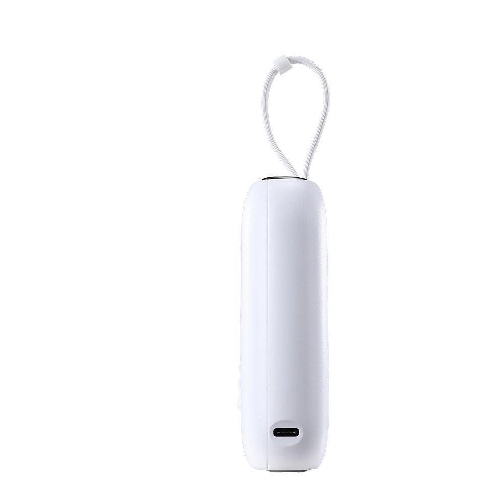 Joyroom mini powerbank 10000mAh Colorful Series 22.5W med 2 indbyggede USB C og Lightning kabler hvid (JR-L012)