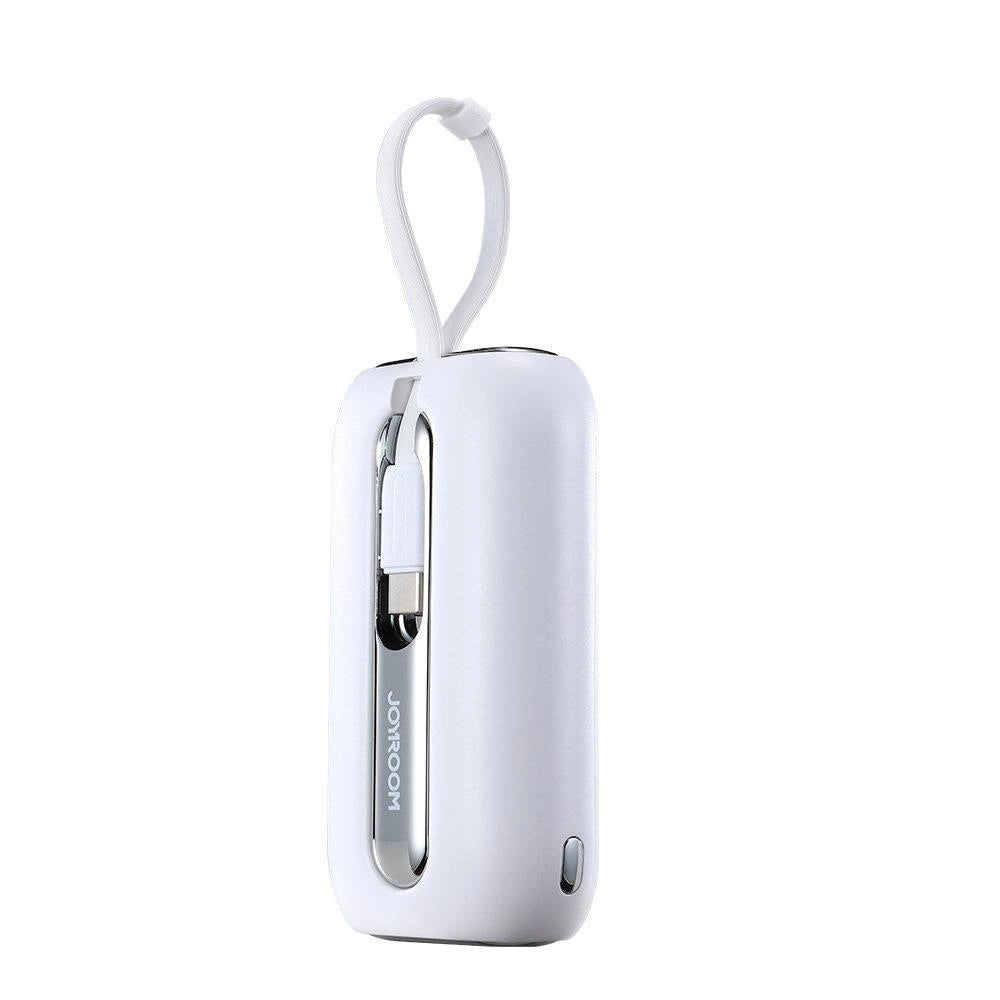 Joyroom mini powerbank 10000mAh Colorful Series 22.5W med 2 indbyggede USB C og Lightning kabler hvid (JR-L012)
