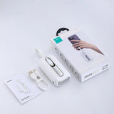 Joyroom mini powerbank 10000mAh Colorful Series 22.5W med 2 indbyggede USB C og Lightning kabler hvid (JR-L012)