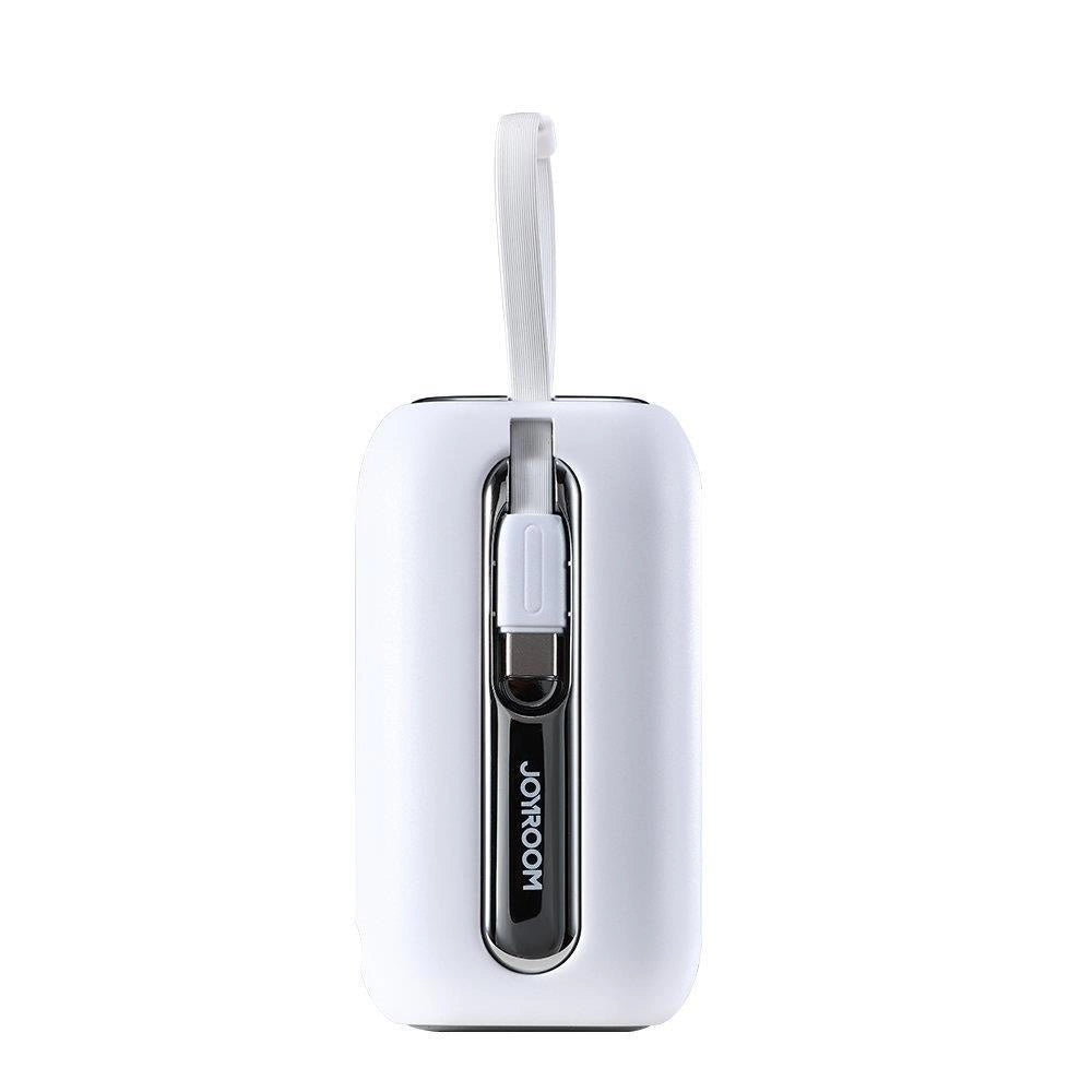 Joyroom mini powerbank 10000mAh Colorful Series 22.5W med 2 indbyggede USB C og Lightning kabler hvid (JR-L012)