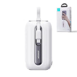 Joyroom mini powerbank 10000mAh Colorful Series 22.5W med 2 indbyggede USB C og Lightning kabler hvid (JR-L012)