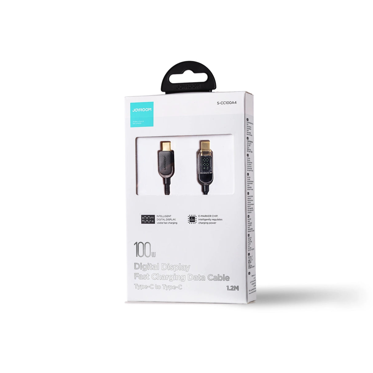 Joyroom A4 USB-C / USB-C 100W 1,2 m Kabel med skærm - sort