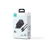 Joyroom hurtig GaN oplader 65W USB-A, 2x USB-C sort + USB-C - USB-C kabel 100W 1,2m (TCG01)