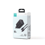 Joyroom hurtig GaN oplader 65W USB-A, 2x USB-C sort + USB-C - USB-C kabel 100W 1,2m (TCG01)