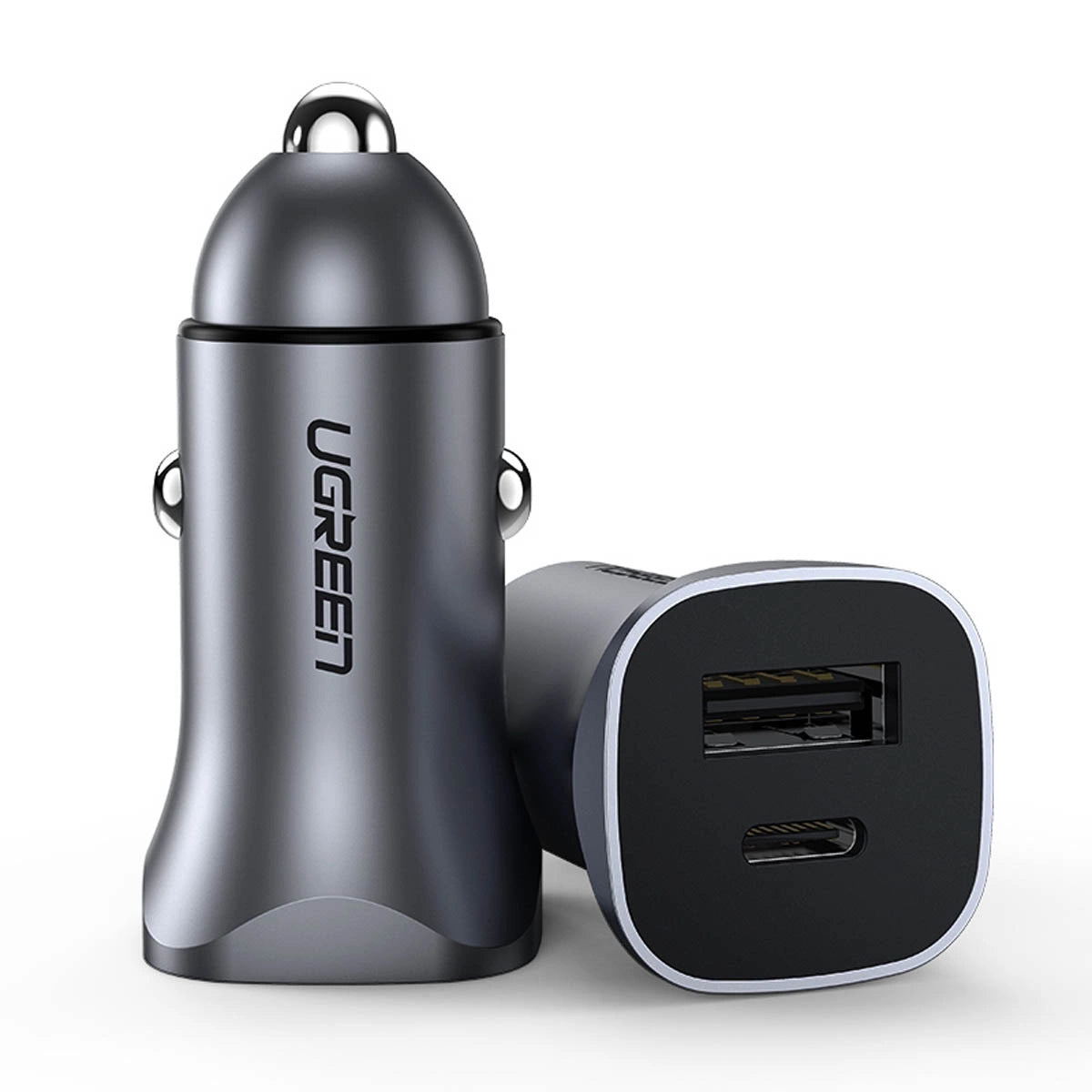 Ugreen CD130 USB-A / USB-C 30W Biloplader - Grå