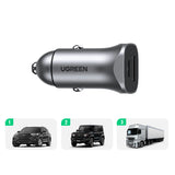 Ugreen CD130 USB-A / USB-C 30W Biloplader - Grå