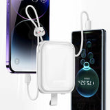 Joyroom powerbank med USB C og Lightning kabler og Cutie Series stand 10000mAh 22.5W hvid (JR-L008)