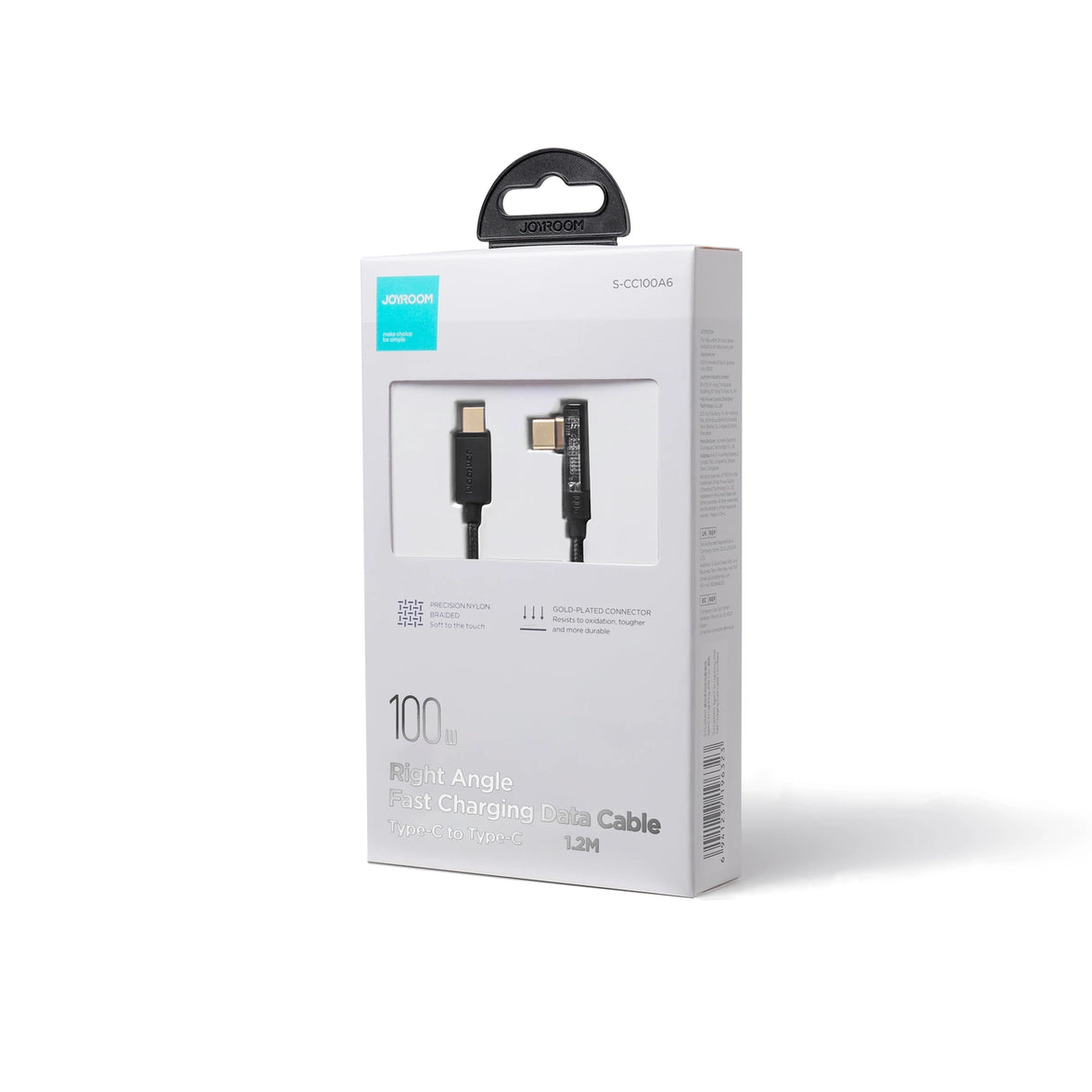 Joyroom Gaming Cable S-CC100A6 USB-C (vinklet) / USB-C (ret) 100W 1,2m - sort