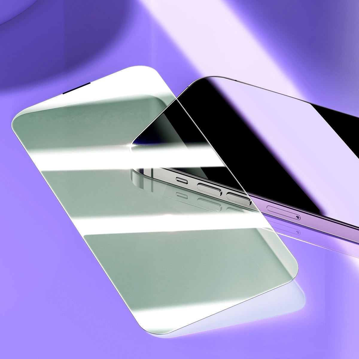 Baseus Full Screen Tempered Glass til iPhone 14 Pro Max med Anti Blue Light Filter og 0.3mm Speaker Cover + Montering Frame
