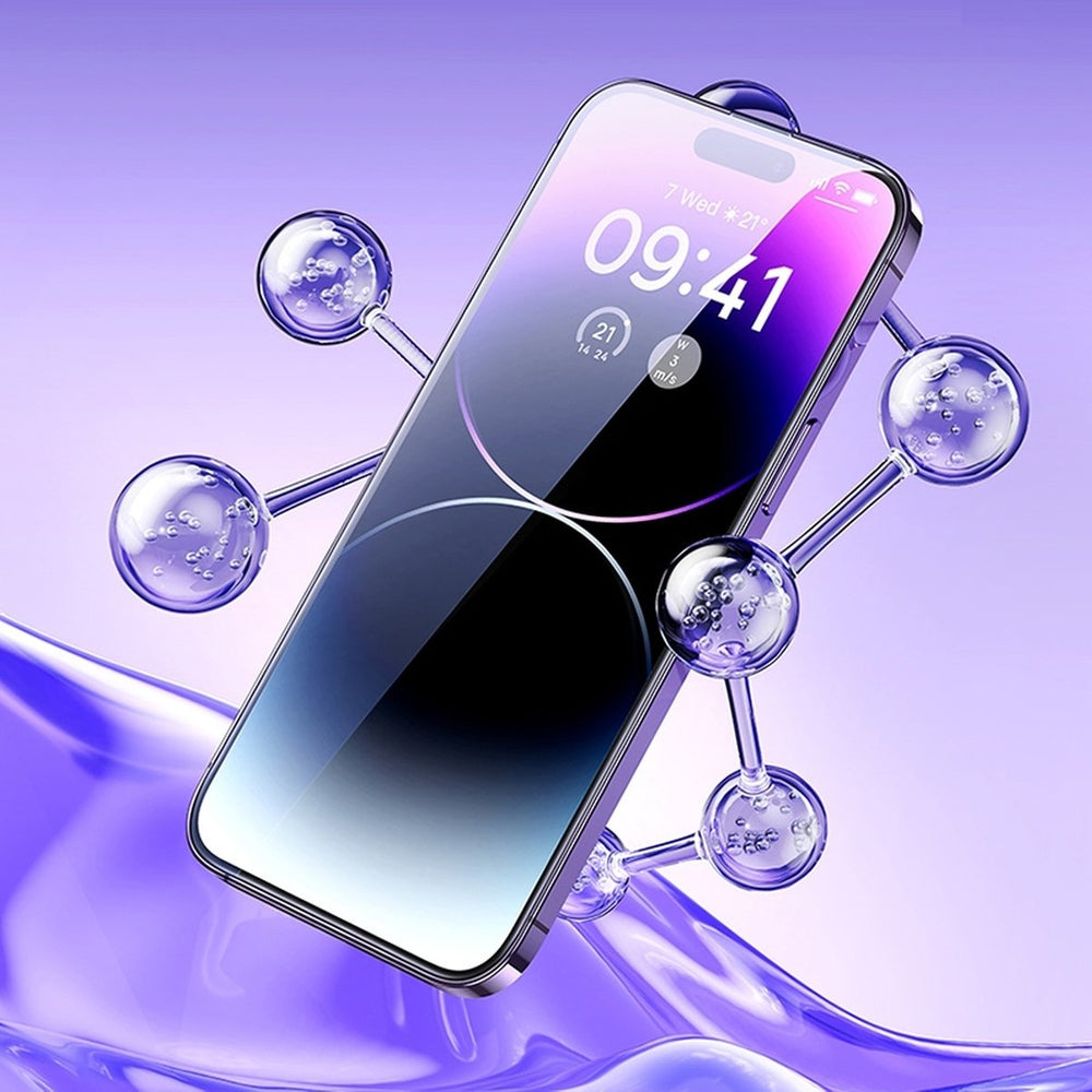 Baseus Full Screen Tempered Glass til iPhone 14 Pro Max med Anti Blue Light Filter og 0.3mm Speaker Cover + Mounting Frame