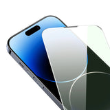 Baseus Full Screen Tempered Glass til iPhone 14 Pro Max med Anti Blue Light Filter og 0.3mm Speaker Cover + Montering Frame