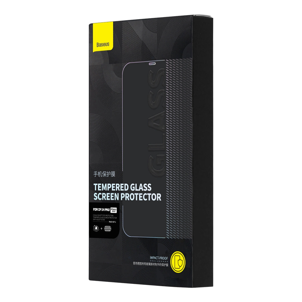Baseus Full Screen Tempered Glass til iPhone 14 Pro med Anti Blue Light Filter og 0.3mm Speaker Cover + Montering Frame