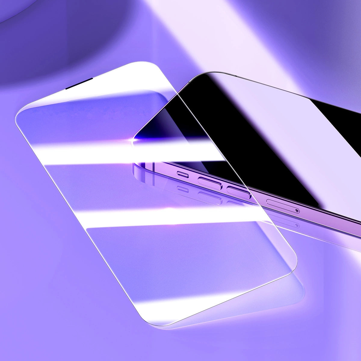 Baseus sæt af 2x hærdet glas til iPhone 14 Pro Max fuld skærm med højttaler cover 0,3 mm + montering ramme