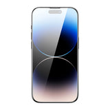 Baseus sæt af 2x hærdet glas til iPhone 14 Pro Max fuld skærm med højttaler cover 0,3 mm + montering ramme
