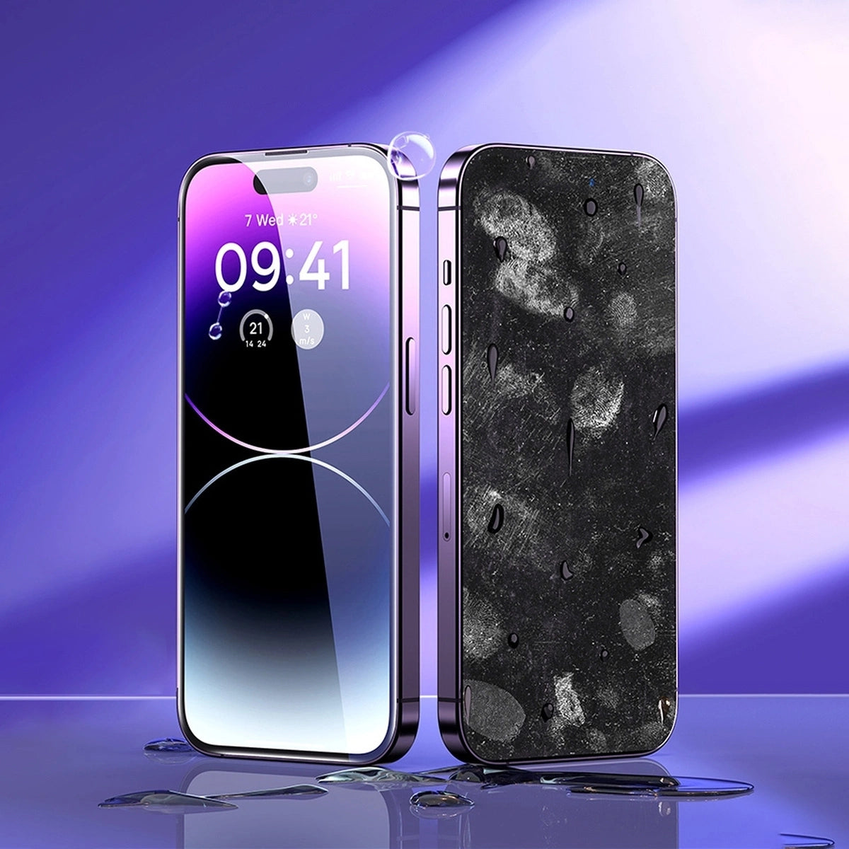 Baseus sæt af 2x hærdet glas til iPhone 14 Pro Max fuld skærm med højttaler cover 0,3 mm + montering ramme