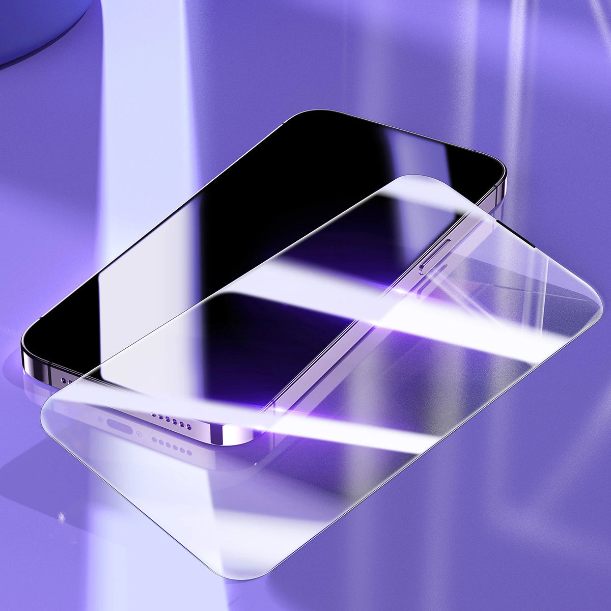 Baseus sæt af 2x hærdet glas til iPhone 14 Pro Max fuld skærm med højttaler cover 0,3 mm + montering ramme