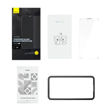 Baseus Full Screen Tempered Glass til iPhone 14 Pro med højttaler dækning 0,3 mm + monteringsramme
