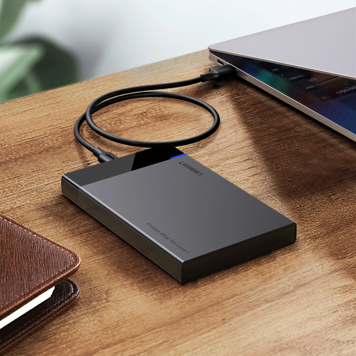 Ugreen adapterkasse til SATA 2,5' 6TB drev USB-C 3.0 sort (US221)