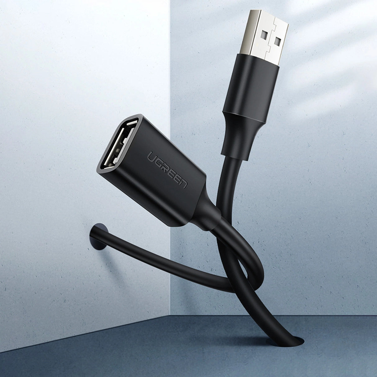 Ugreen USB (mandlig) - USB (kvindelig) 2.0 udvidelseskabel 480Mb/s 1,5m sort (US103)