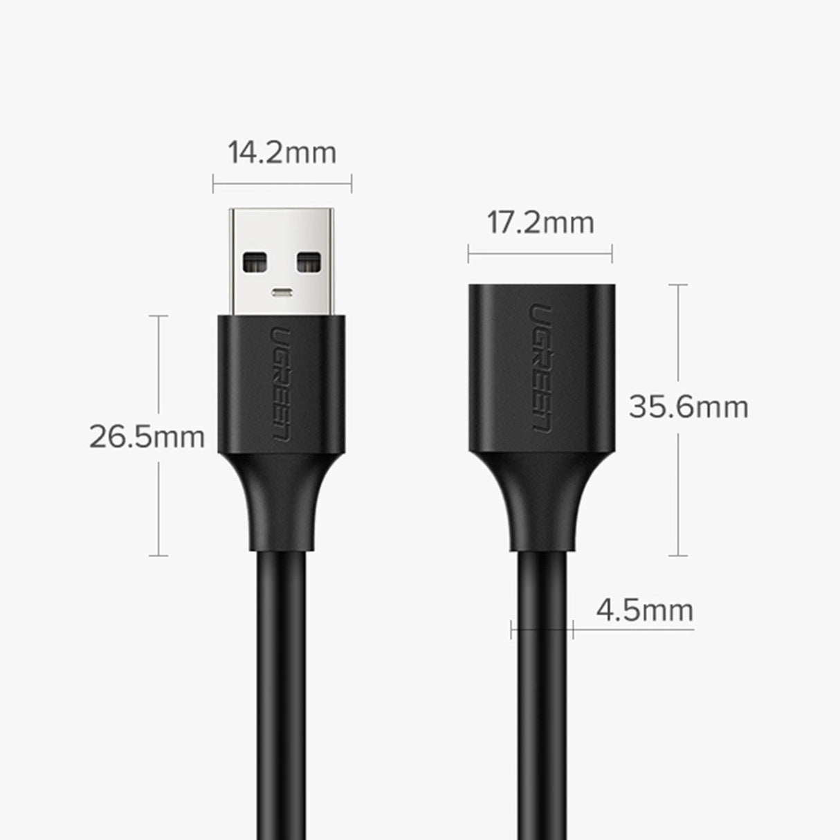 Ugreen USB (mandlig) - USB (kvindelig) 2.0 udvidelseskabel 480Mb/s 1,5m sort (US103)