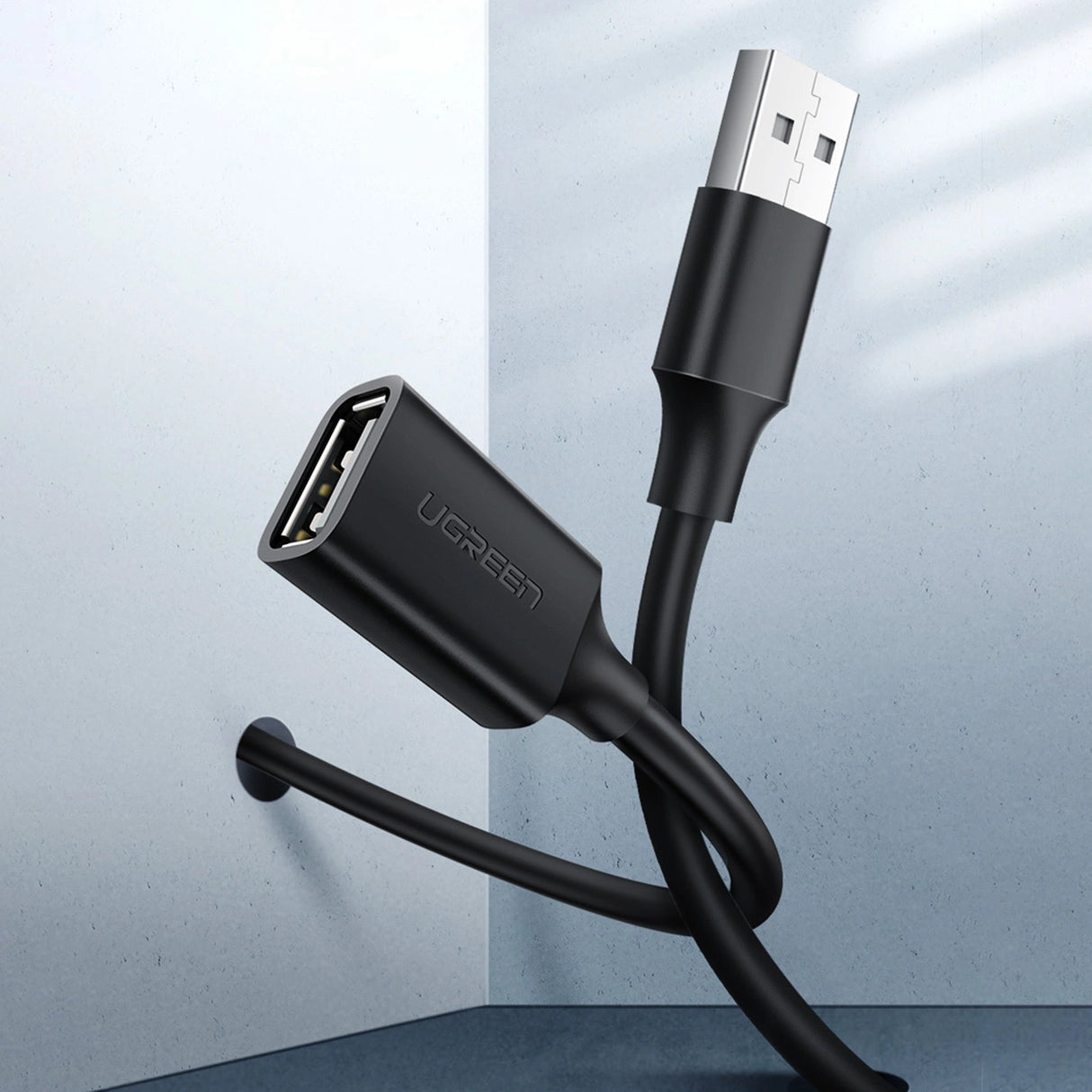 Ugreen USB (mandlig) - USB (kvindelig) 2.0 udvidelseskabel 480Mb/s 3m sort (US103)