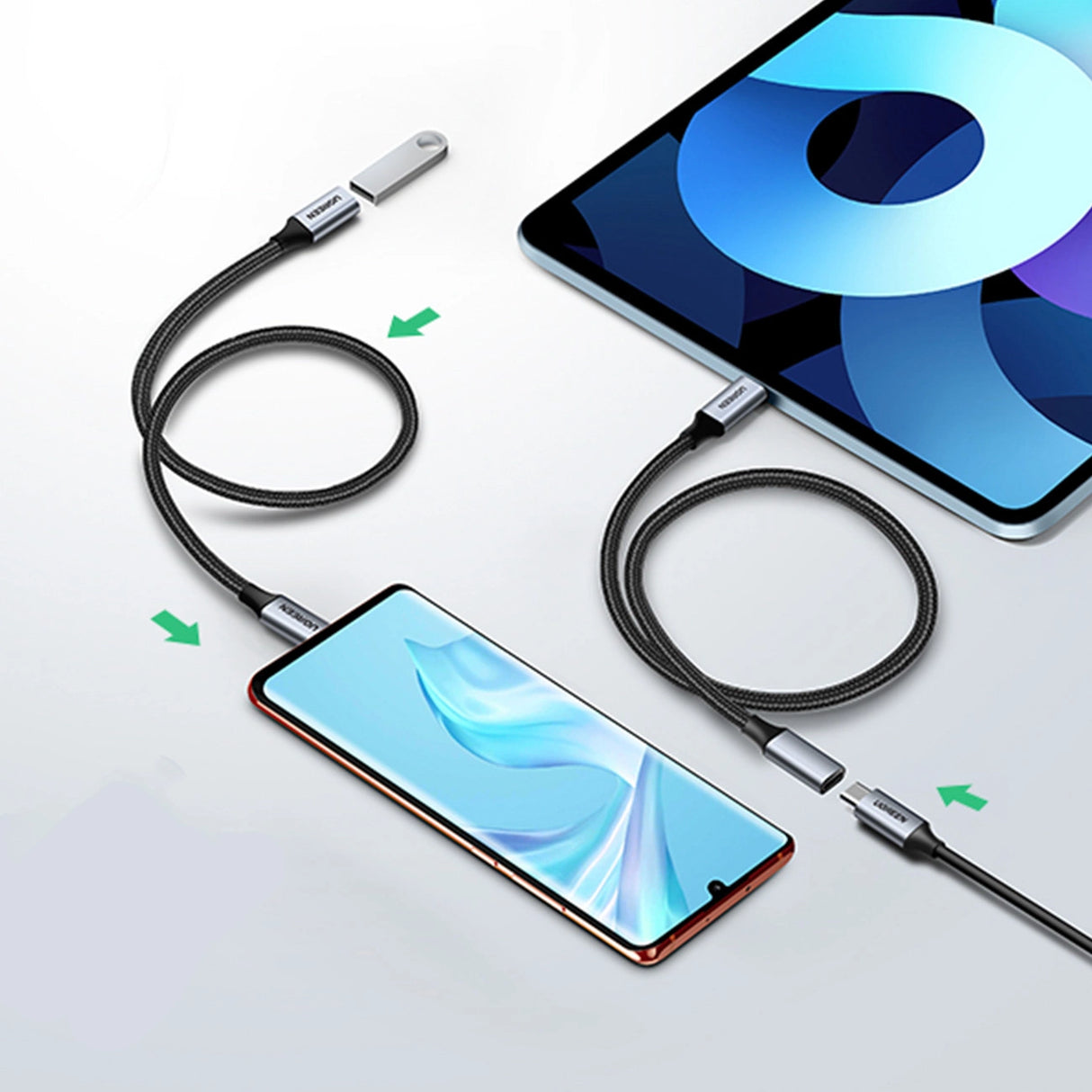 Ugreen US372 30205 USB-C - USB-C PD QC kabel 100W 5A 10Gbps 1m - grå