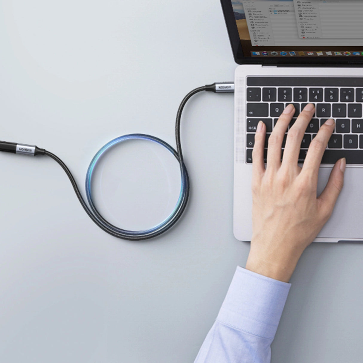 Ugreen US372 30205 USB-C - USB-C PD QC kabel 100W 5A 10Gbps 1m - grå