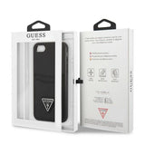 Guess GUHCI8PSATPK iPhone 7/8 SE 2020 / SE 2022 Hardcase sort/sort Hardcase Saffiano Triangle Logo Cardslot