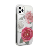 Guess GUHCN58ROSTRT iPhone 11 Pro gennemsigtige hardcase Flower Desire Pink & White Rose