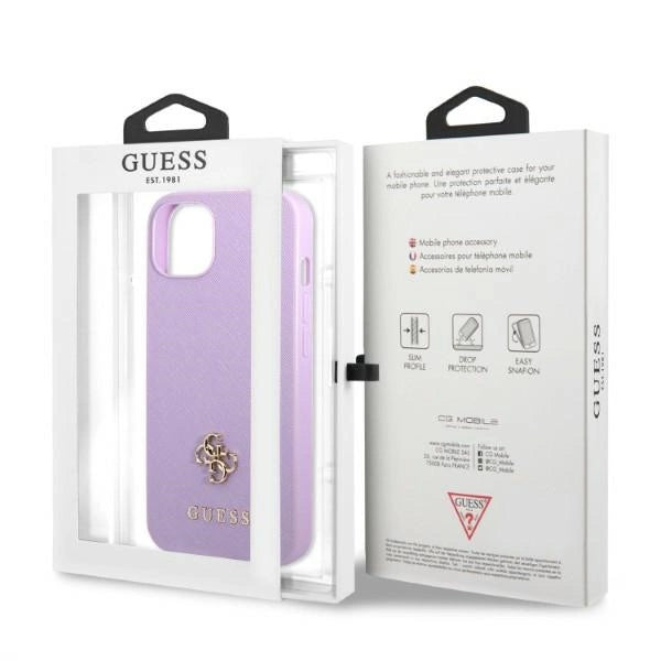 Guess GUHCP13SPS4MU iPhone 13 mini 5.4" lilla/lila hardcase Saffiano 4G Små metal logo
