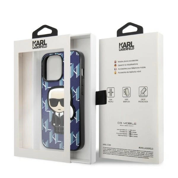 Karl Lagerfeld KLHCP13XPMNIKBL iPhone 13 Pro Max 6.7" Hardcase blå/blå Monogram Ikonik Patch