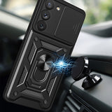 Hybrid Armor Camshield case til Samsung Galaxy S23+ pansret cover med kamera cover rød