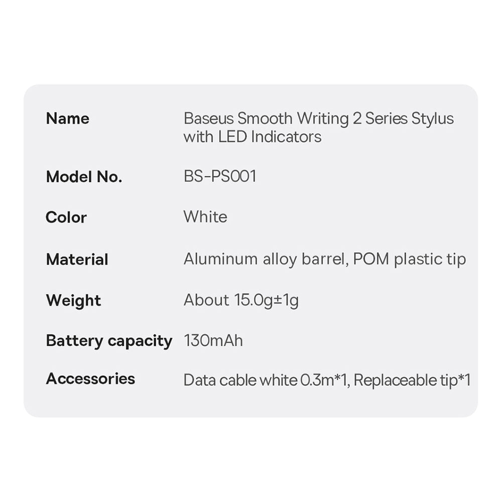 Active stylus til iPad Baseus Smooth Writing 2 SXBC060502 - hvid