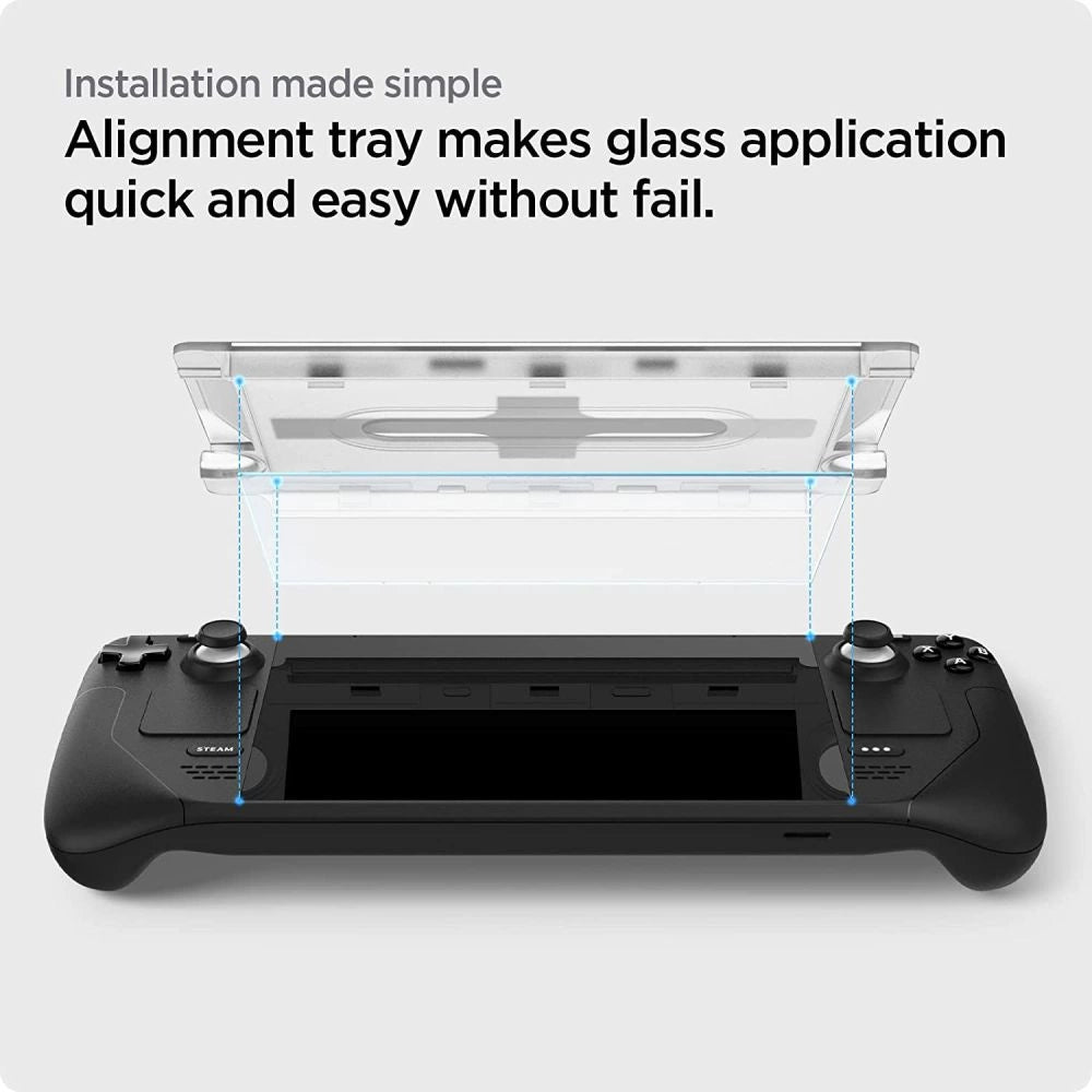 Spigen Glas.tR EZ Fit hærdet glas til dampdæk