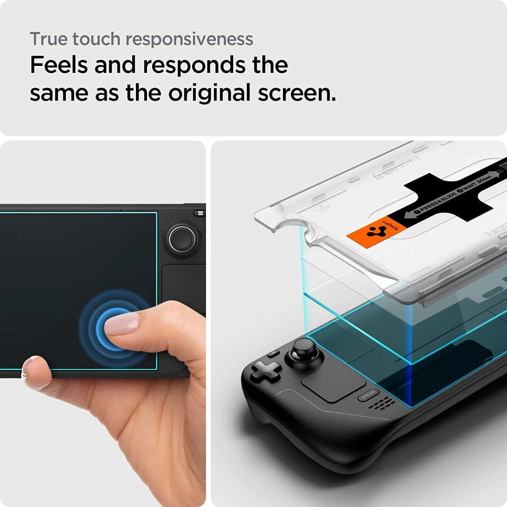 Spigen Glas.tR EZ Fit hærdet glas til dampdæk