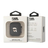 Karl Lagerfeld KLA2RUNIKK AirPods 1/2 cover sort/sort Silikon Karl Head 3D