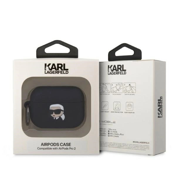 Karl Lagerfeld KLAP2RUNIKK AirPods Pro 2 cover sort/sort Silikon Karl Head 3D