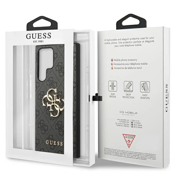 Guess GUHCS23L4GMGGR S23 Ultra S918 grå/grå hardcase 4G Big Metal Logo