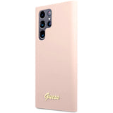 Guess GUHCS23LLSLMGPP S23 Ultra S918 pink/pink hardcase Silikon Script Metal Logo