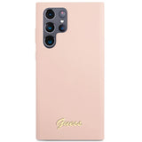 Guess GUHCS23LLSLMGPP S23 Ultra S918 pink/pink hardcase Silikon Script Metal Logo